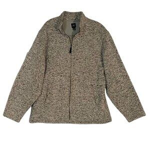 Dockers XL Zip-Up Gray Marled Jacket‎ With Pockets Mens Soft Knit Fleece-Lined
